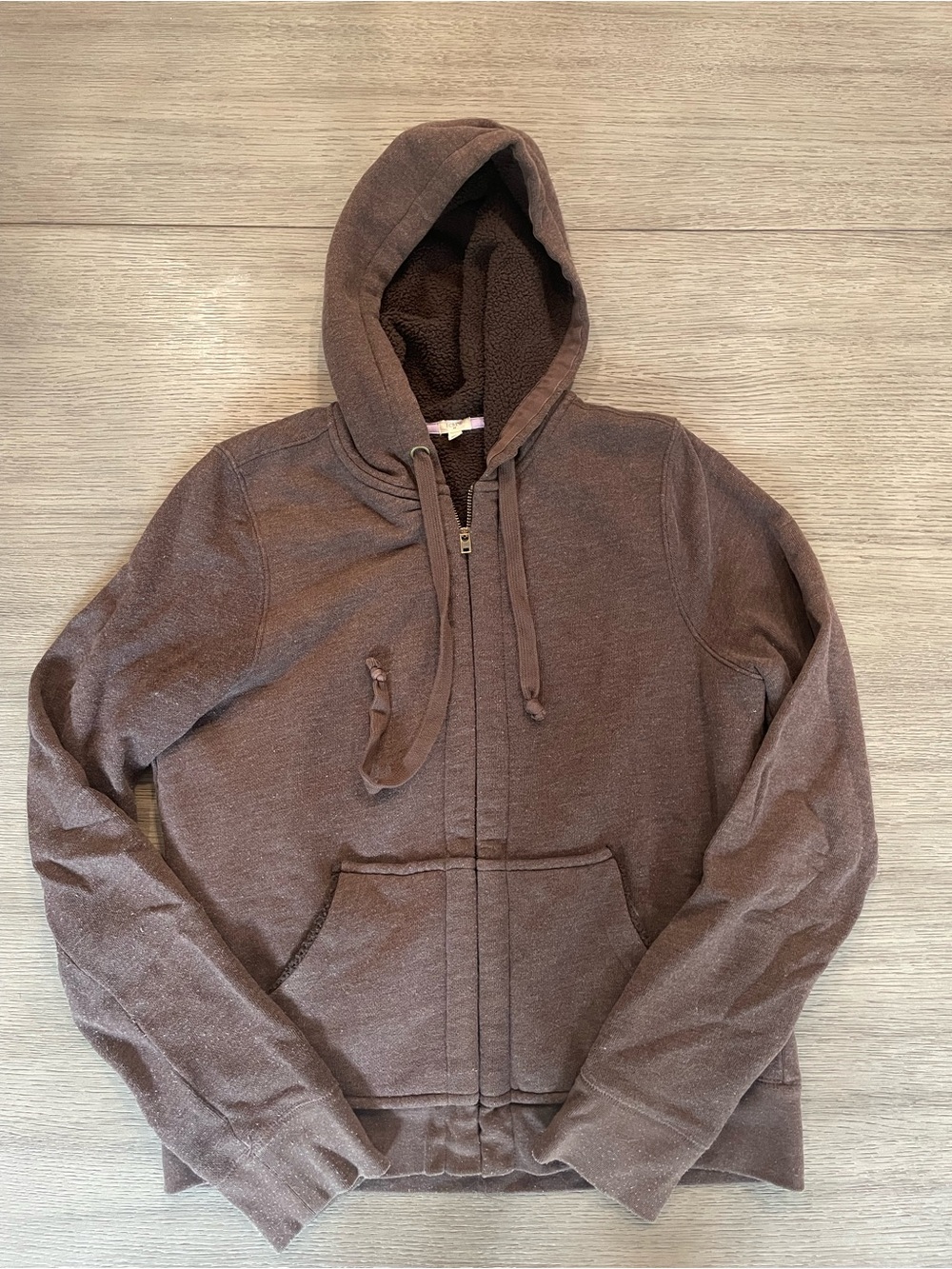 J. Crew Brown Hooded Full-Zip Sweatshirt